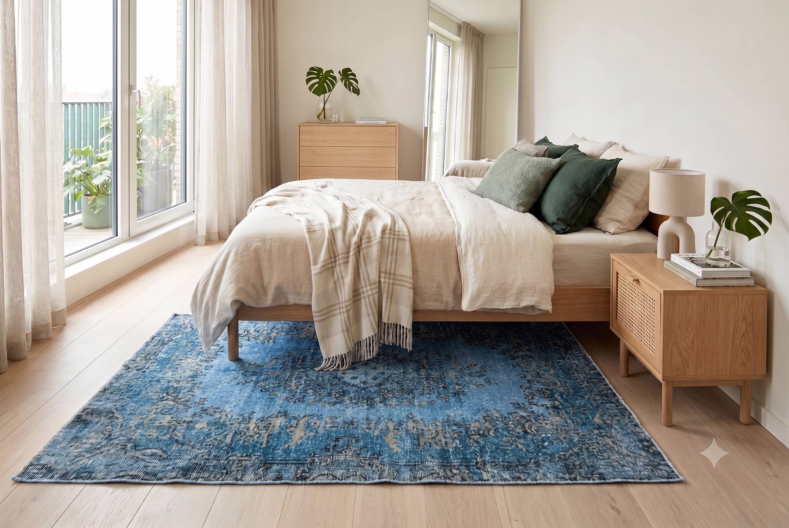 Statig blauw vintage vloerkleed - G520