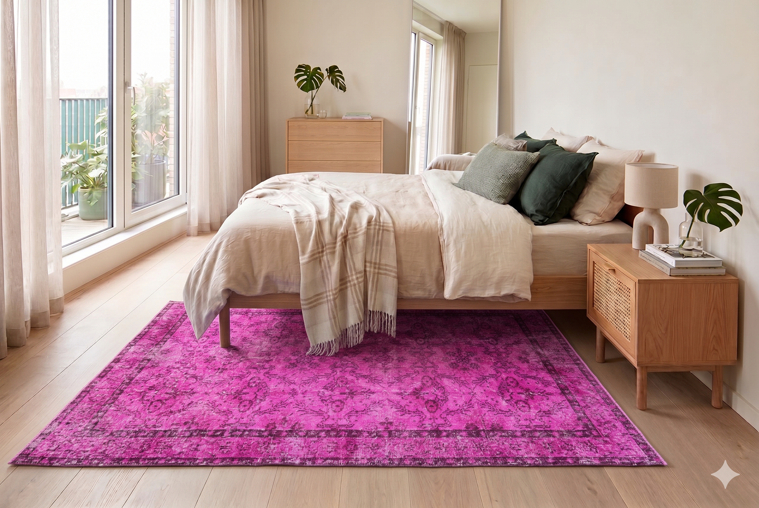 Fuchsia vintage vloerkleed - G524