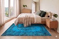 Vurig blauw vintage kleed - G541