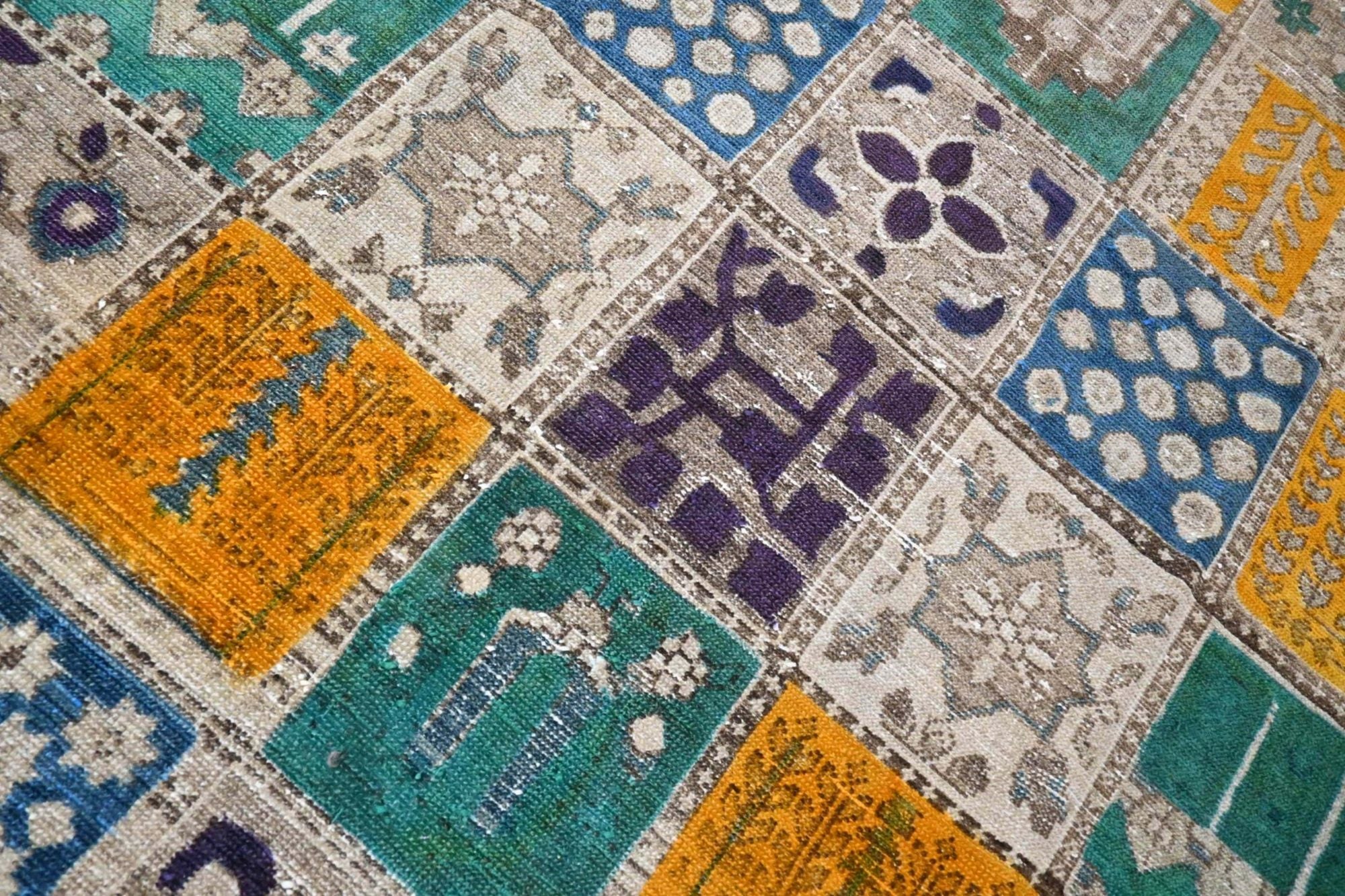 Kleurrijk tegeldesign vintage vloerkleed - G548