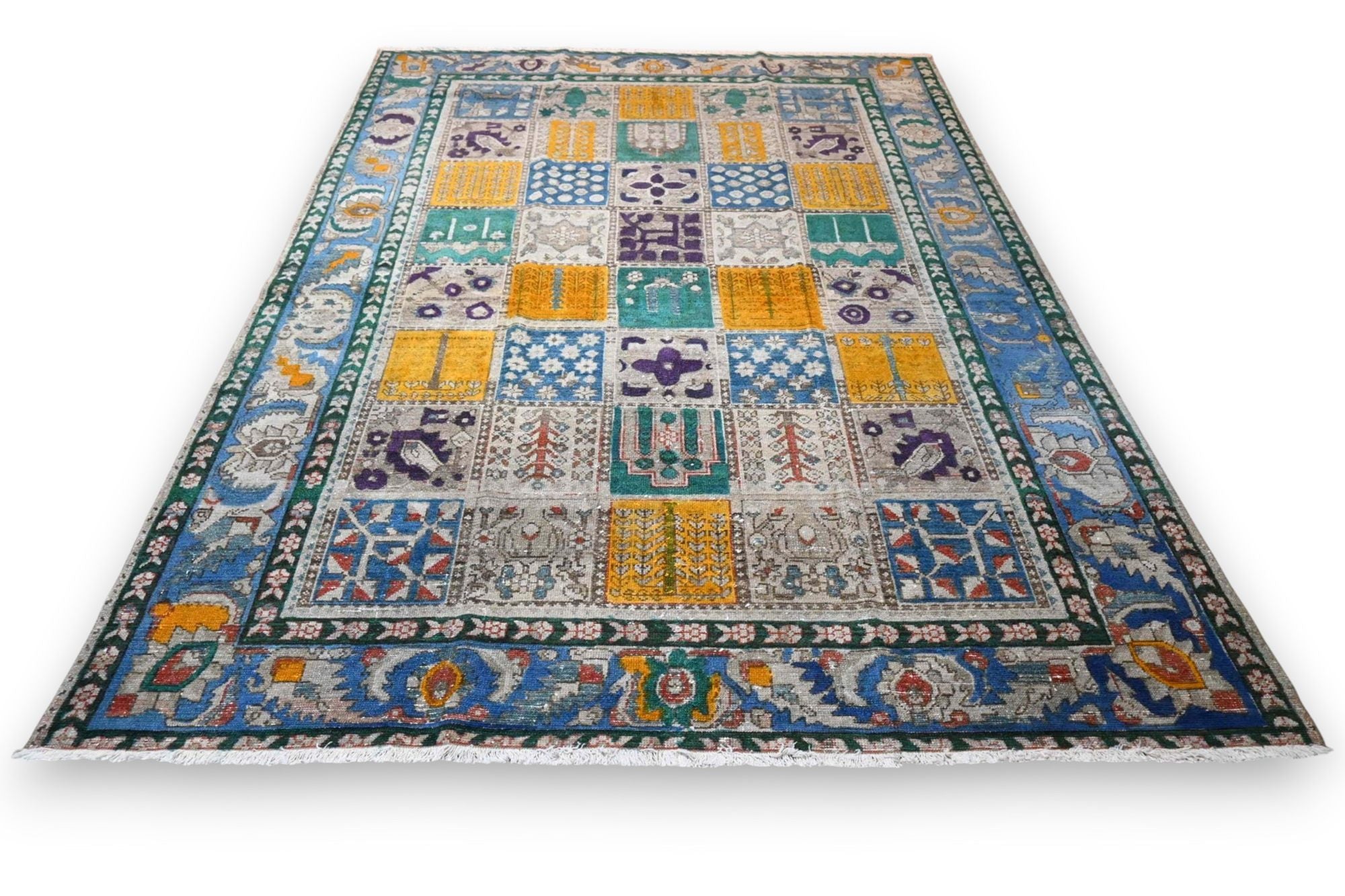 Kleurrijk tegeldesign vintage vloerkleed - G548