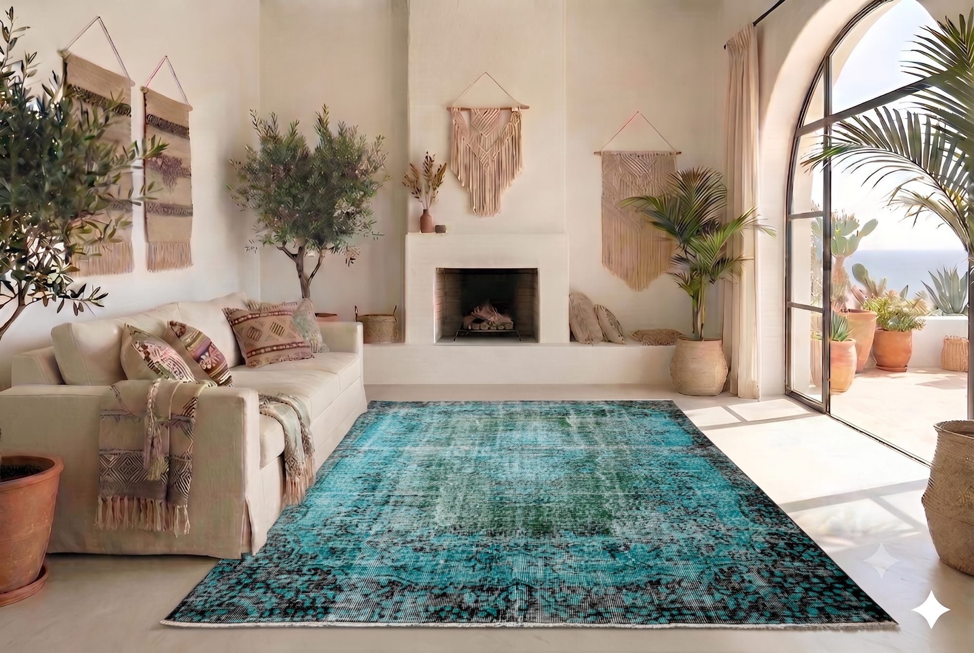 Statig turquoise vintage kleed - G565