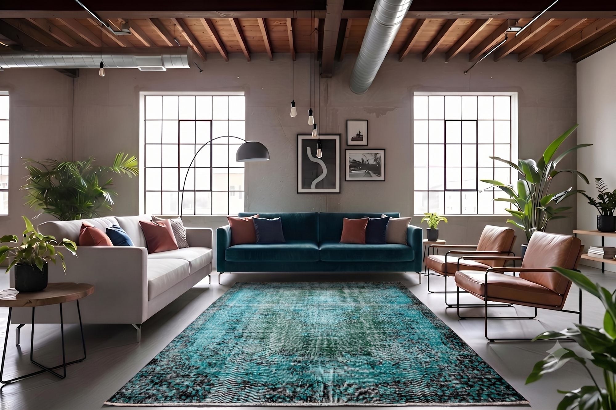 Statig turquoise vintage kleed - G565