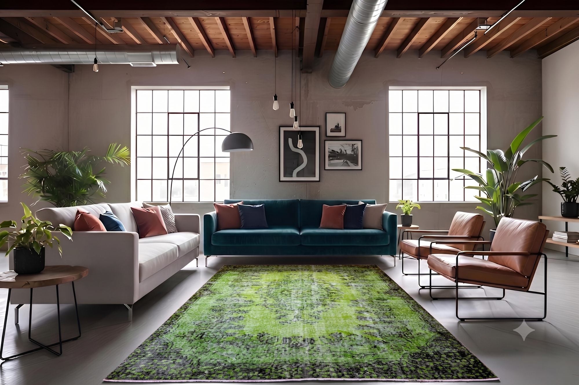Statig groen vintage vloerkleed - G566