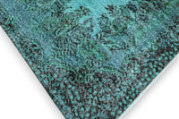 Helder turquoise vintage vloerkleed - G577