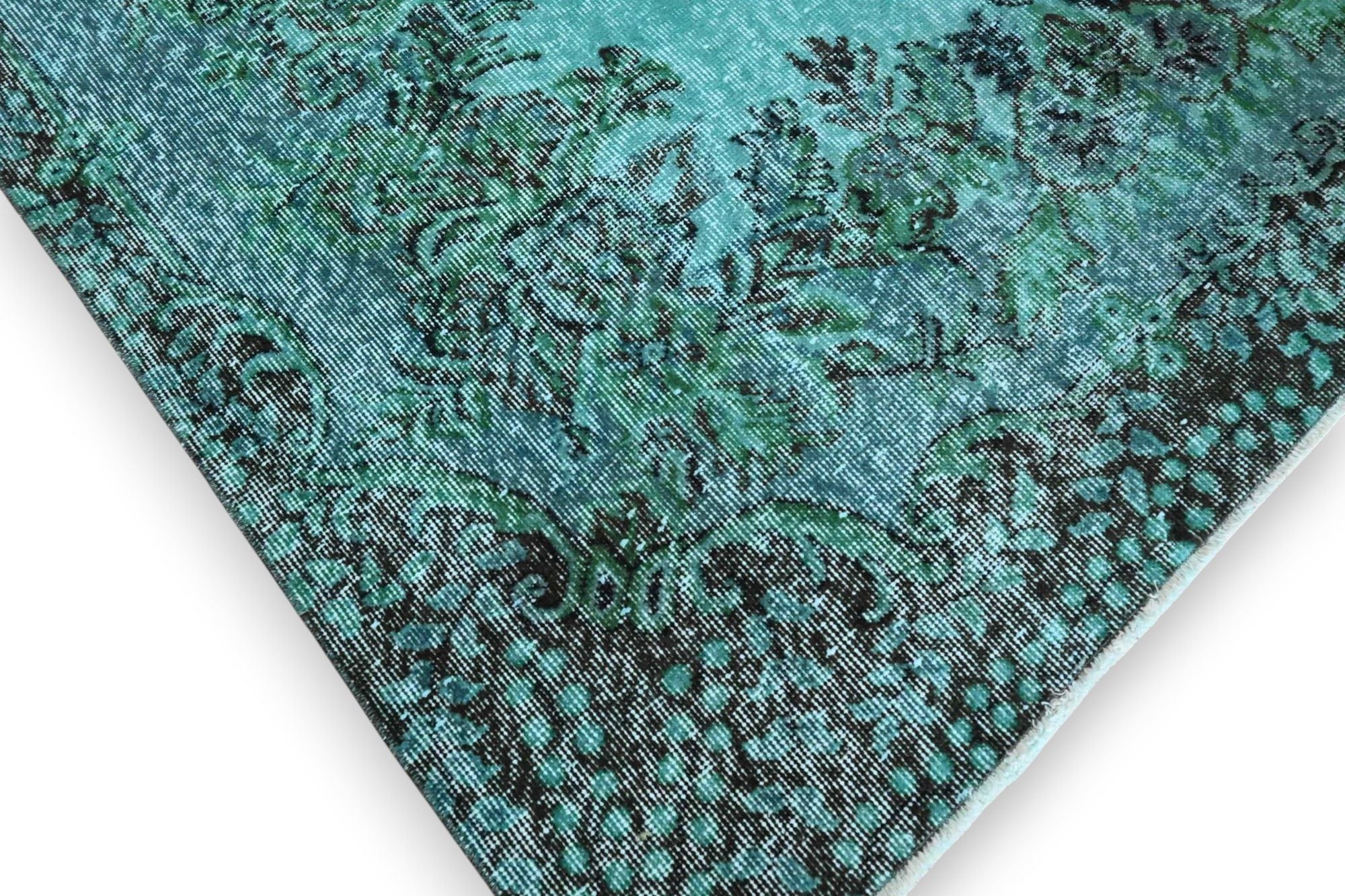 Helder turquoise vintage vloerkleed - G577