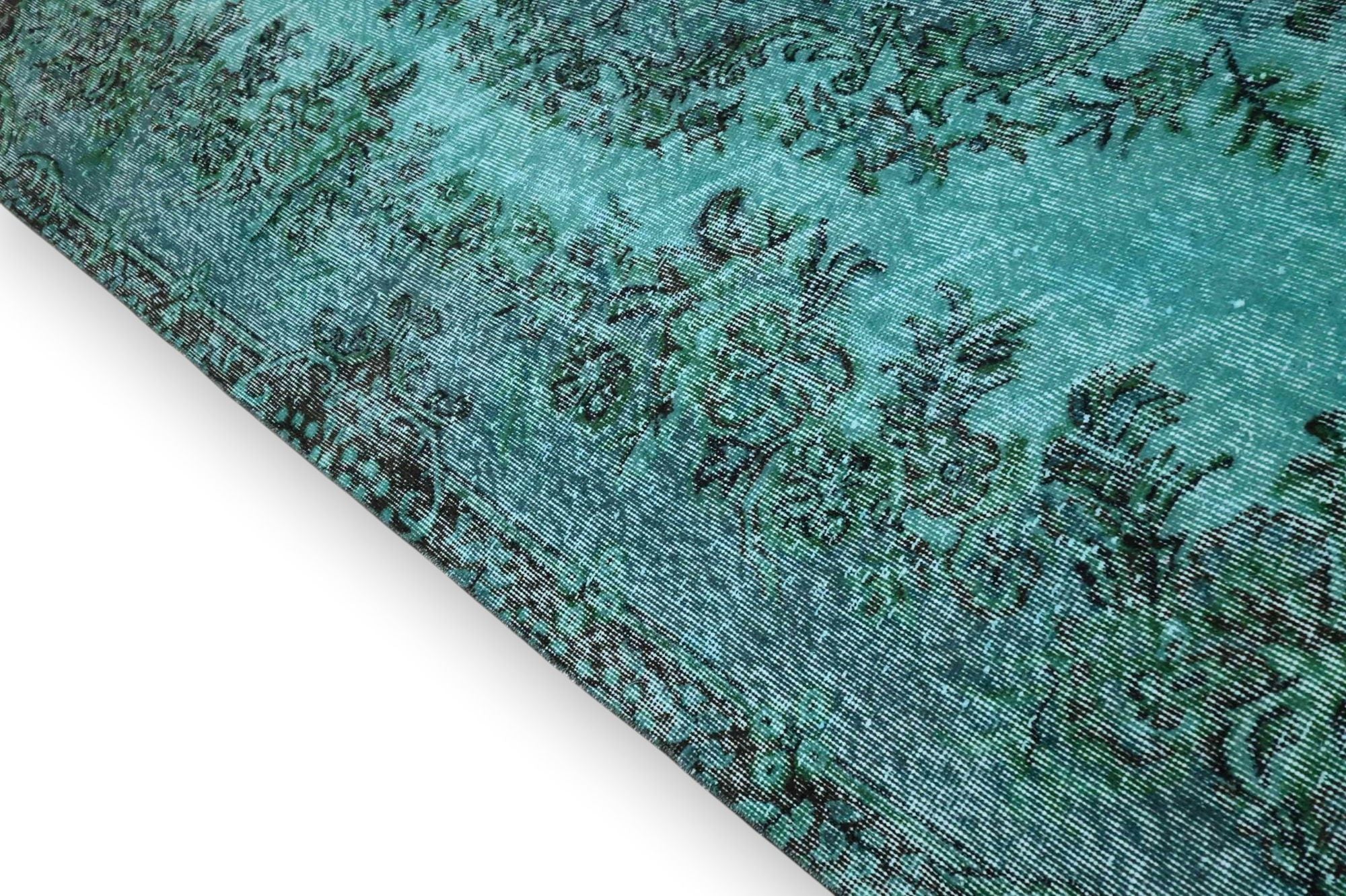 Helder turquoise vintage vloerkleed - G577