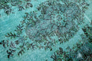 Helder turquoise vintage vloerkleed - G577