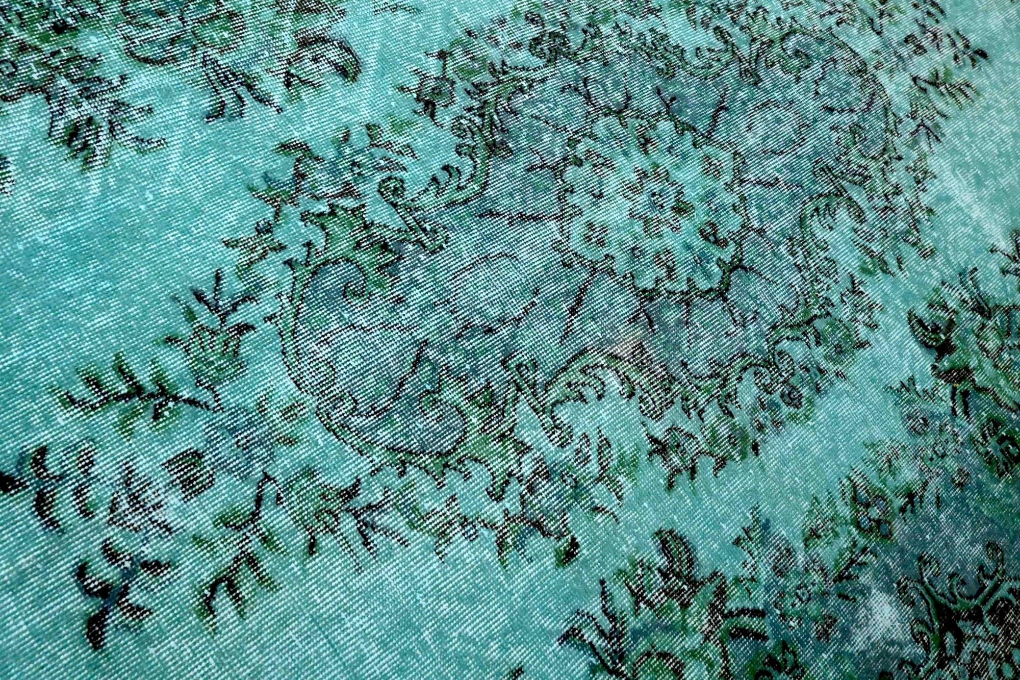 Helder turquoise vintage vloerkleed - G577
