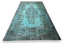 Helder turquoise vintage vloerkleed - G577