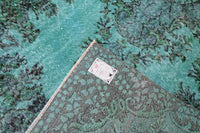Helder turquoise vintage vloerkleed - G577
