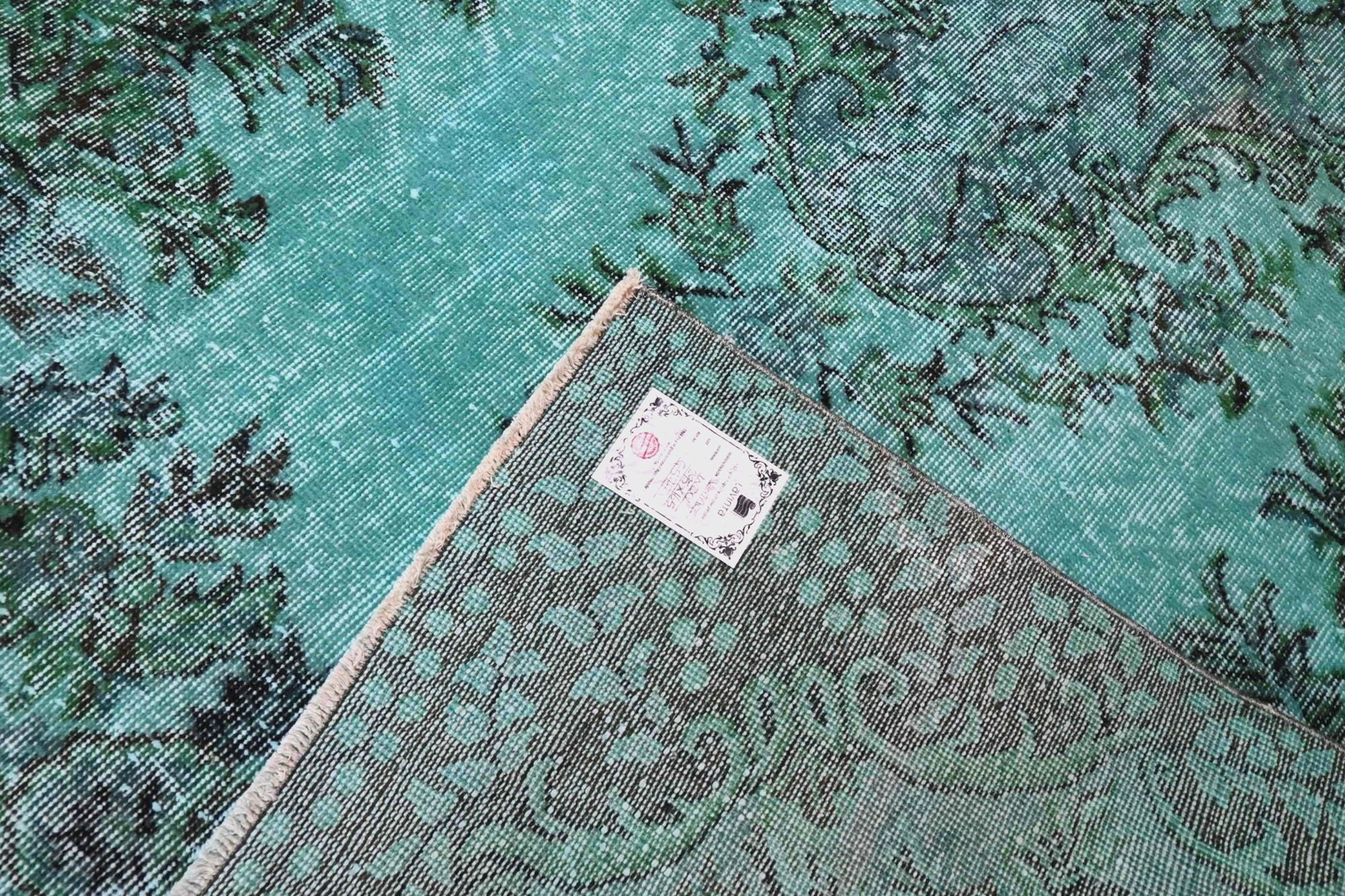 Helder turquoise vintage vloerkleed - G577