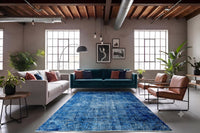 Jeansblauw vintage vloerkleed - G578