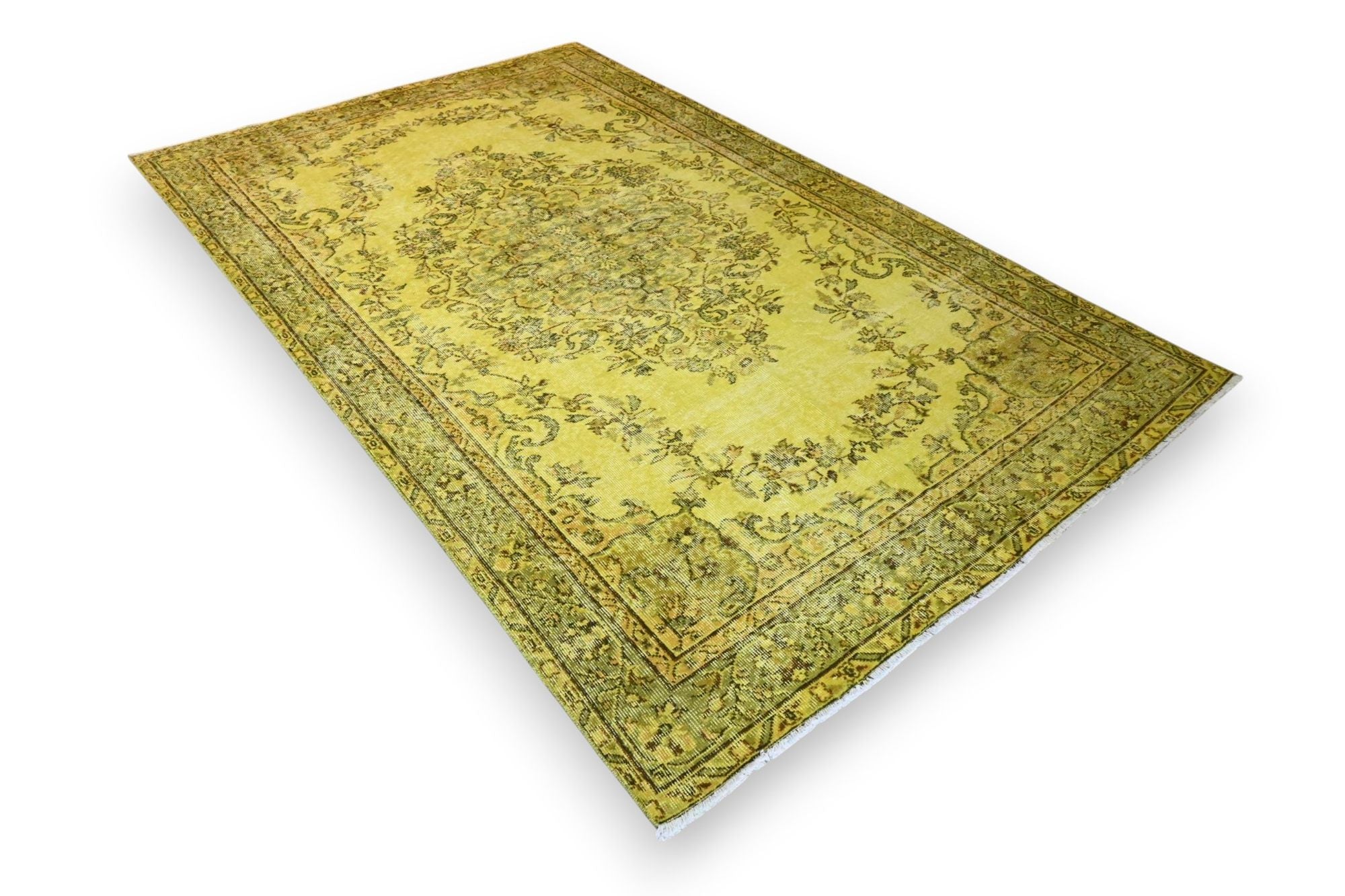 Helder geel vintage vloerkleed - G579