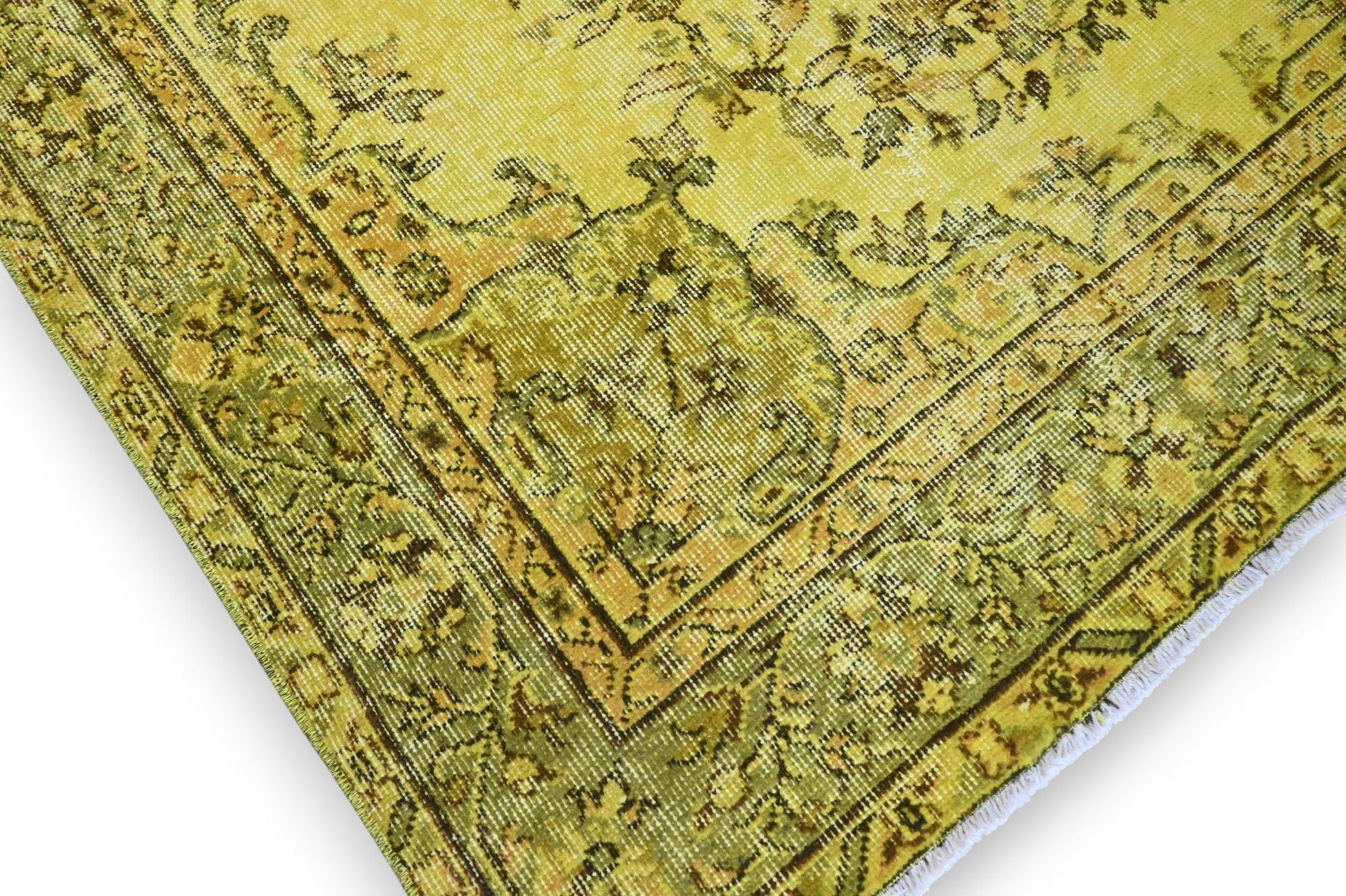 Helder geel vintage vloerkleed - G579