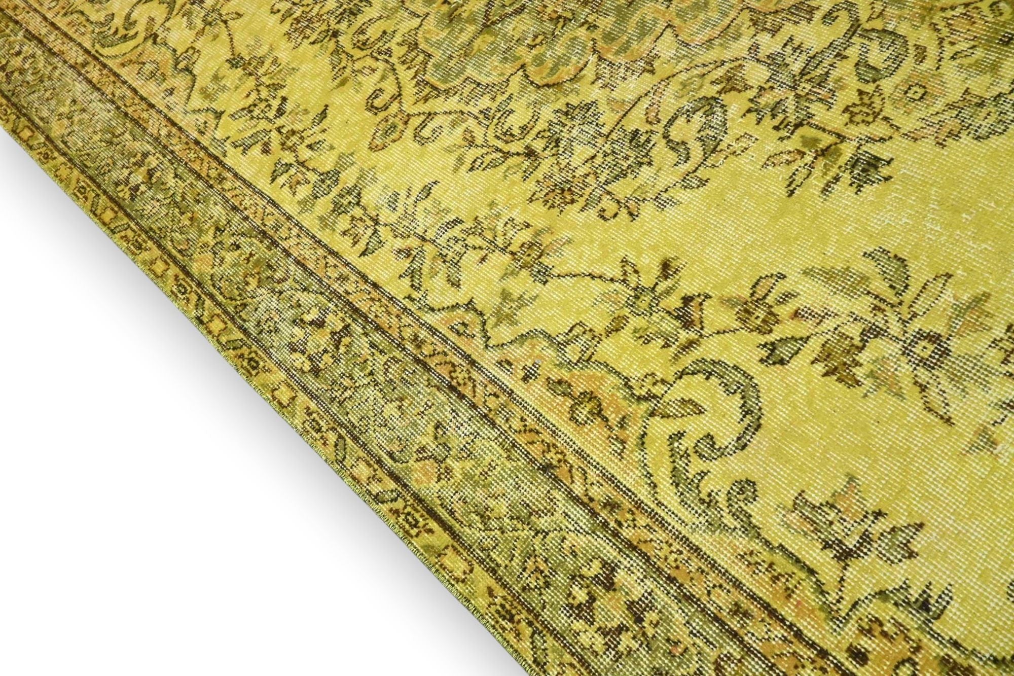 Helder geel vintage vloerkleed - G579