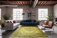 Helder geel vintage vloerkleed - G579