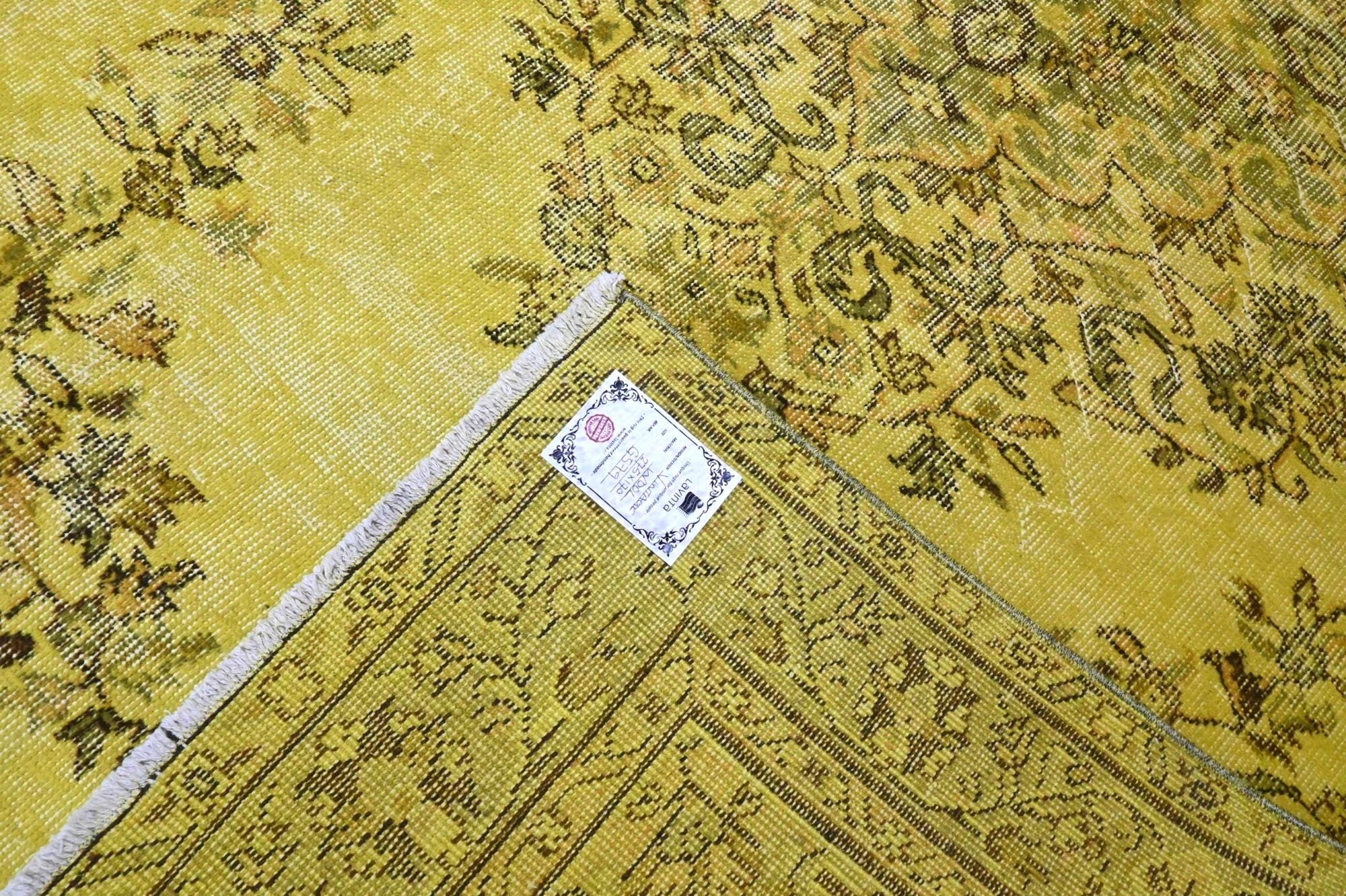 Helder geel vintage vloerkleed - G579