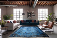 Blauw Vintage vloerkleed - G580