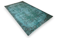 Donker turquoise vintage vloerkleed - G582