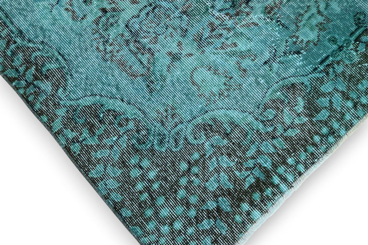 Donker turquoise vintage vloerkleed - G582