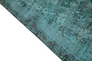 Donker turquoise vintage vloerkleed - G582