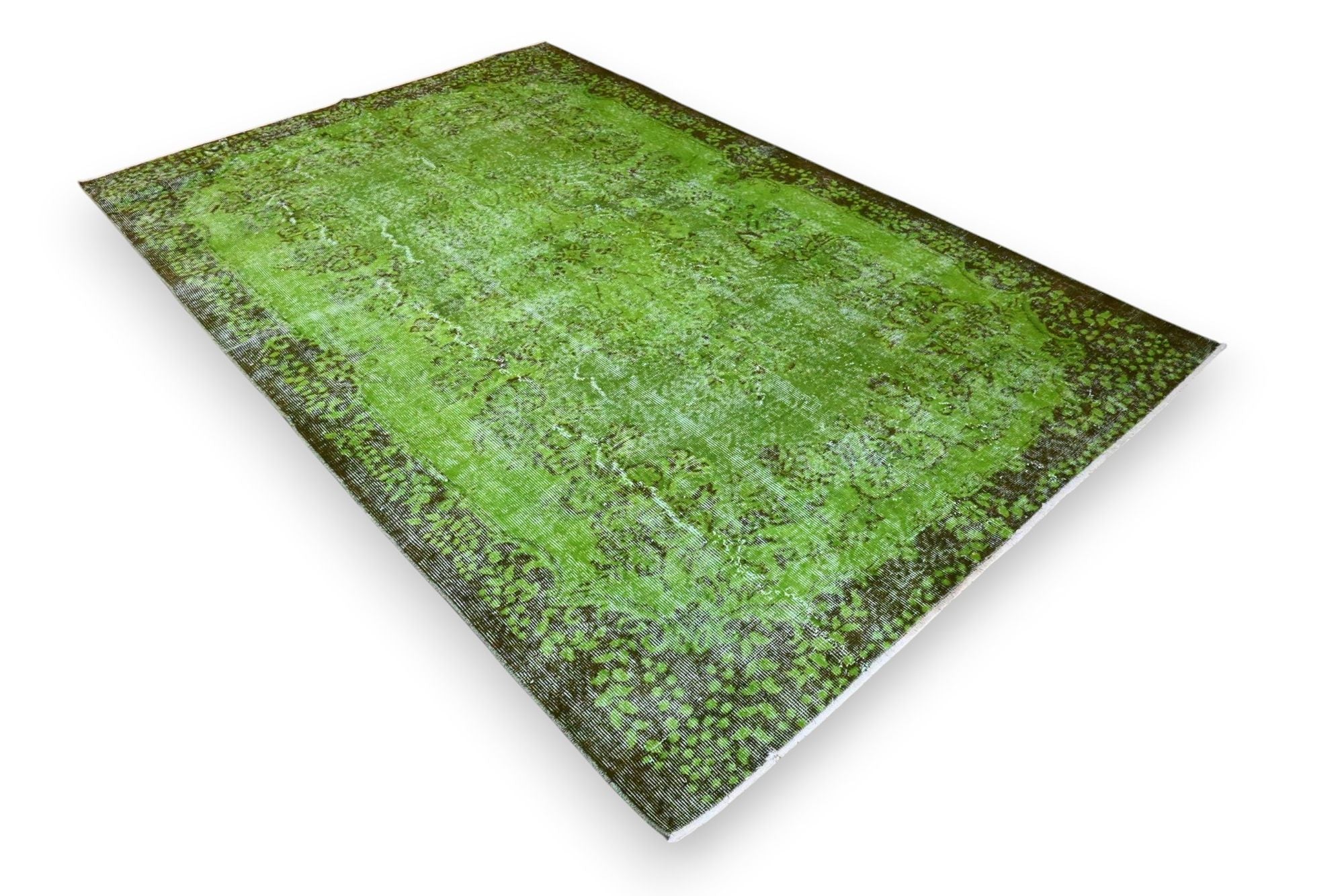 Sprankelend appelgroen vintage vloerkleed - G583