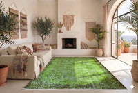 Sprankelend appelgroen vintage vloerkleed - G583