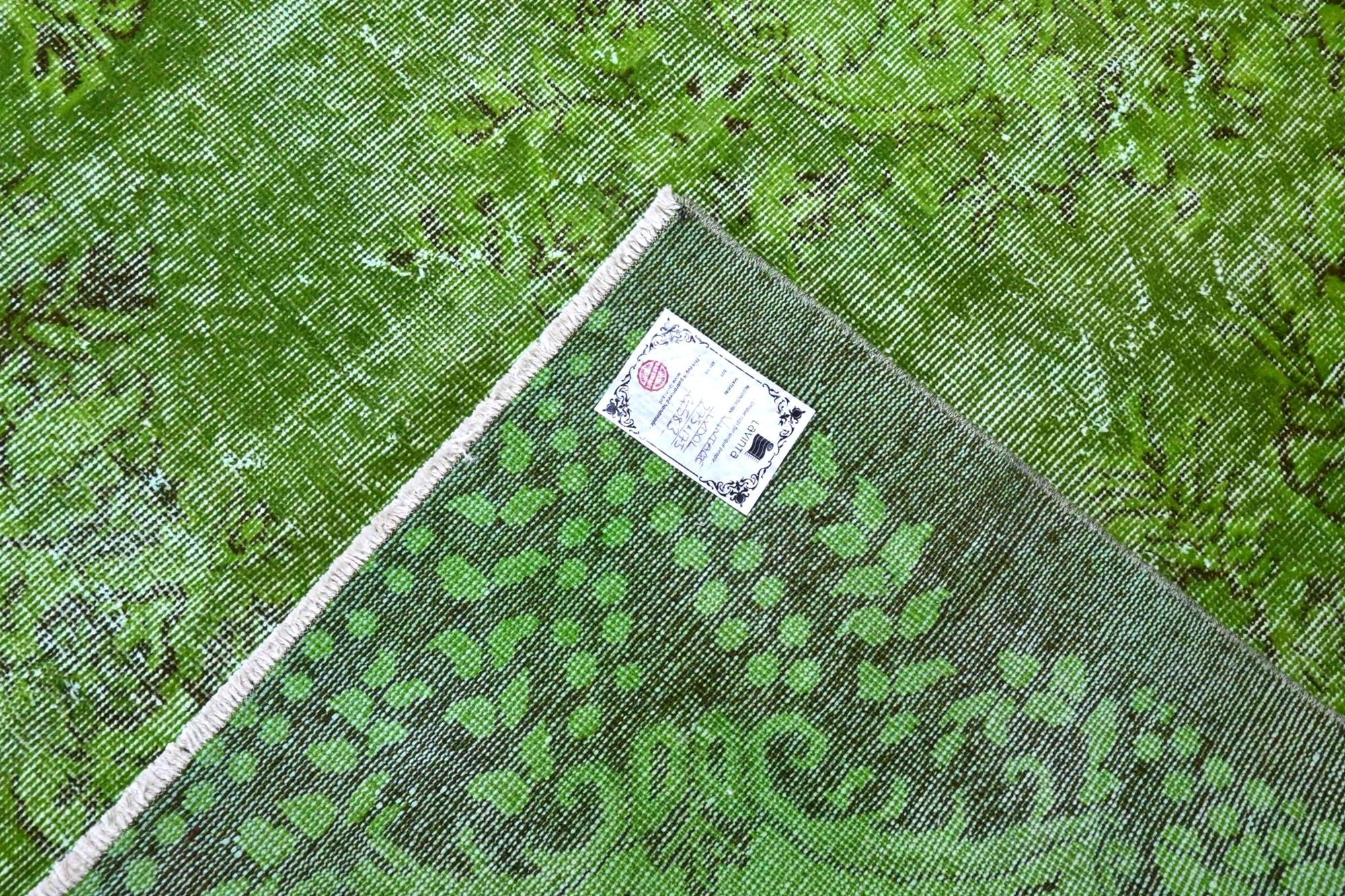 Sprankelend appelgroen vintage vloerkleed - G583