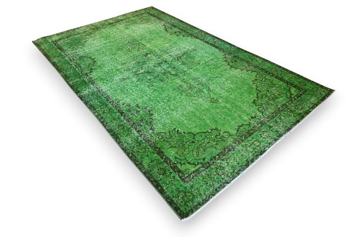 Diep bosgroen vintage vloerkleed - G585