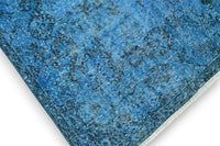 Helder korenblauw vintage vloerkleed - G592