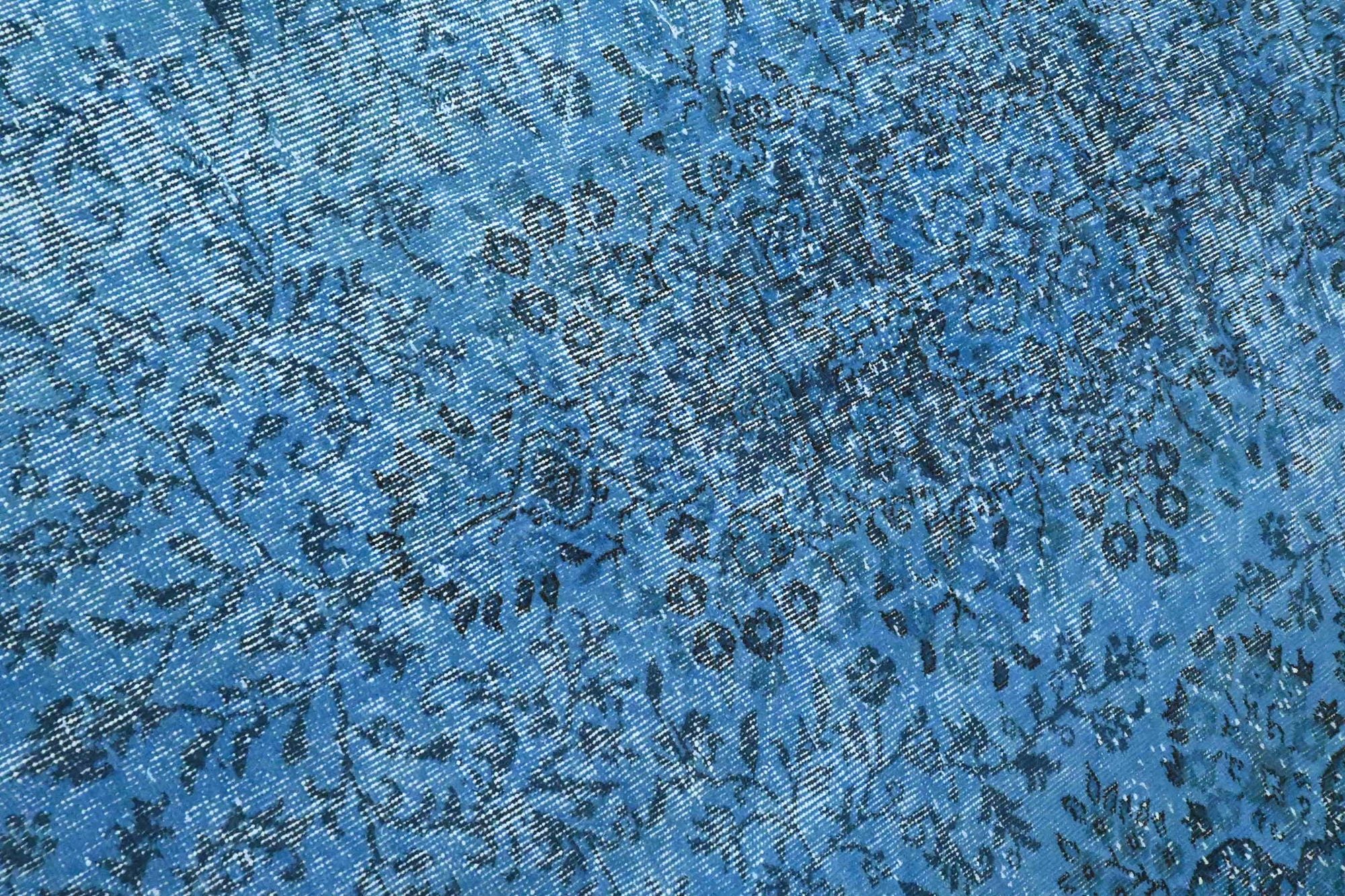 Helder korenblauw vintage vloerkleed - G592