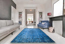 Helder korenblauw vintage vloerkleed - G592