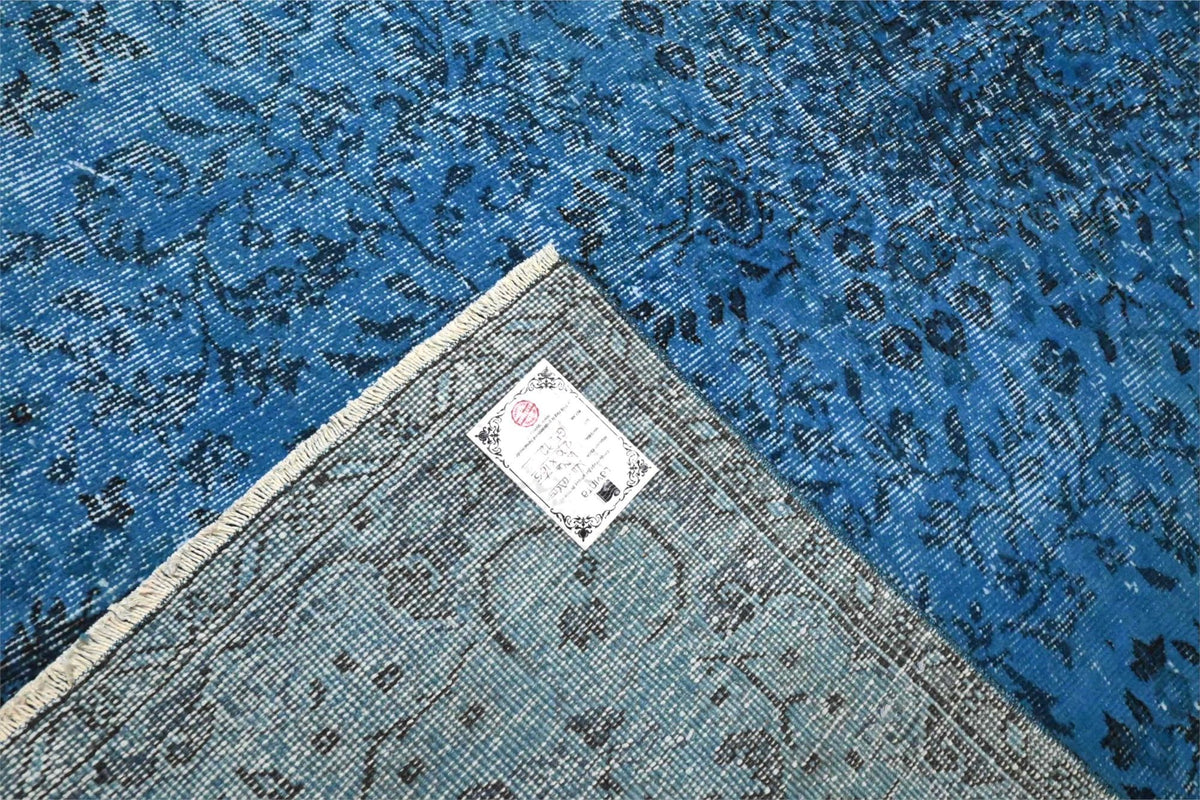 Helder korenblauw vintage vloerkleed - G592