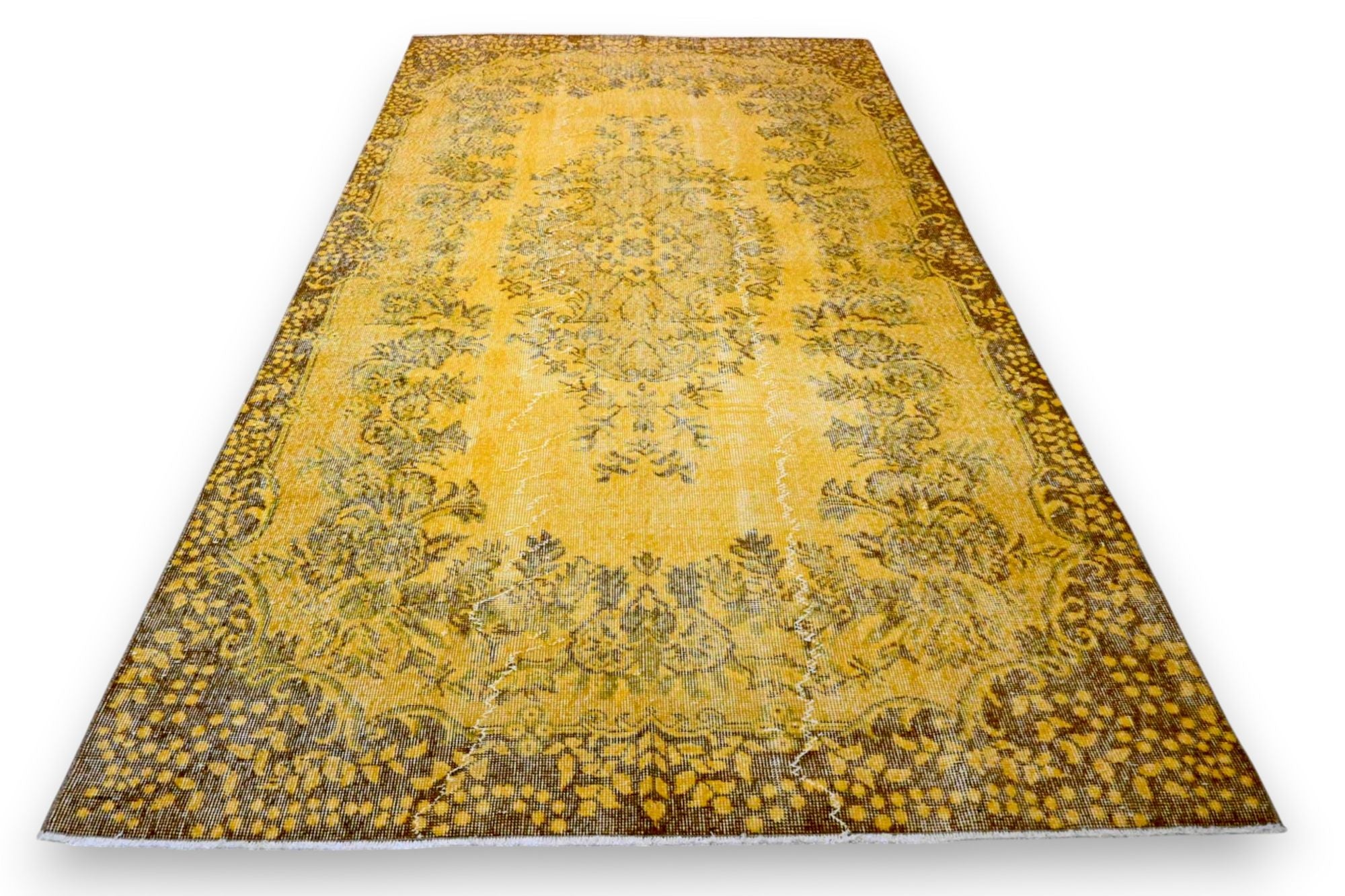 Warm goudgeel vintage vloerkleed - G593