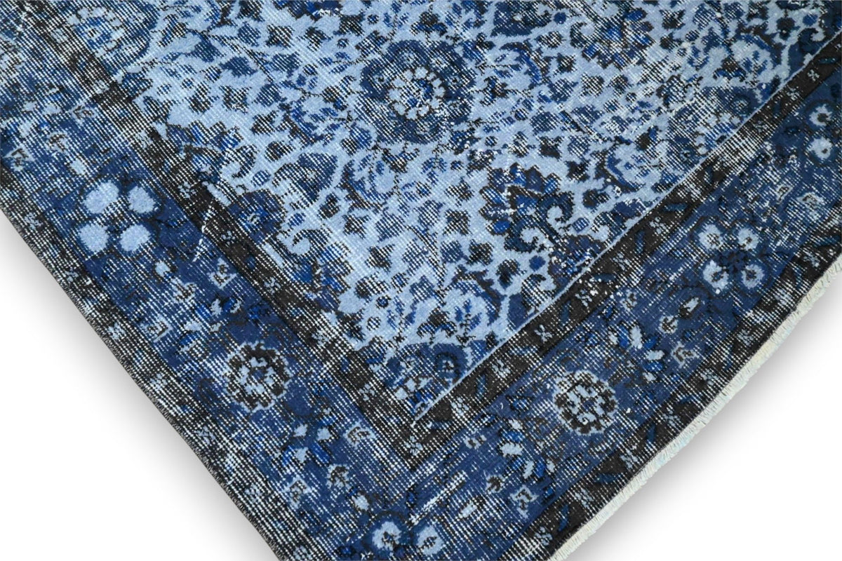 Diep indigoblauw vintage vloerkleed - G594