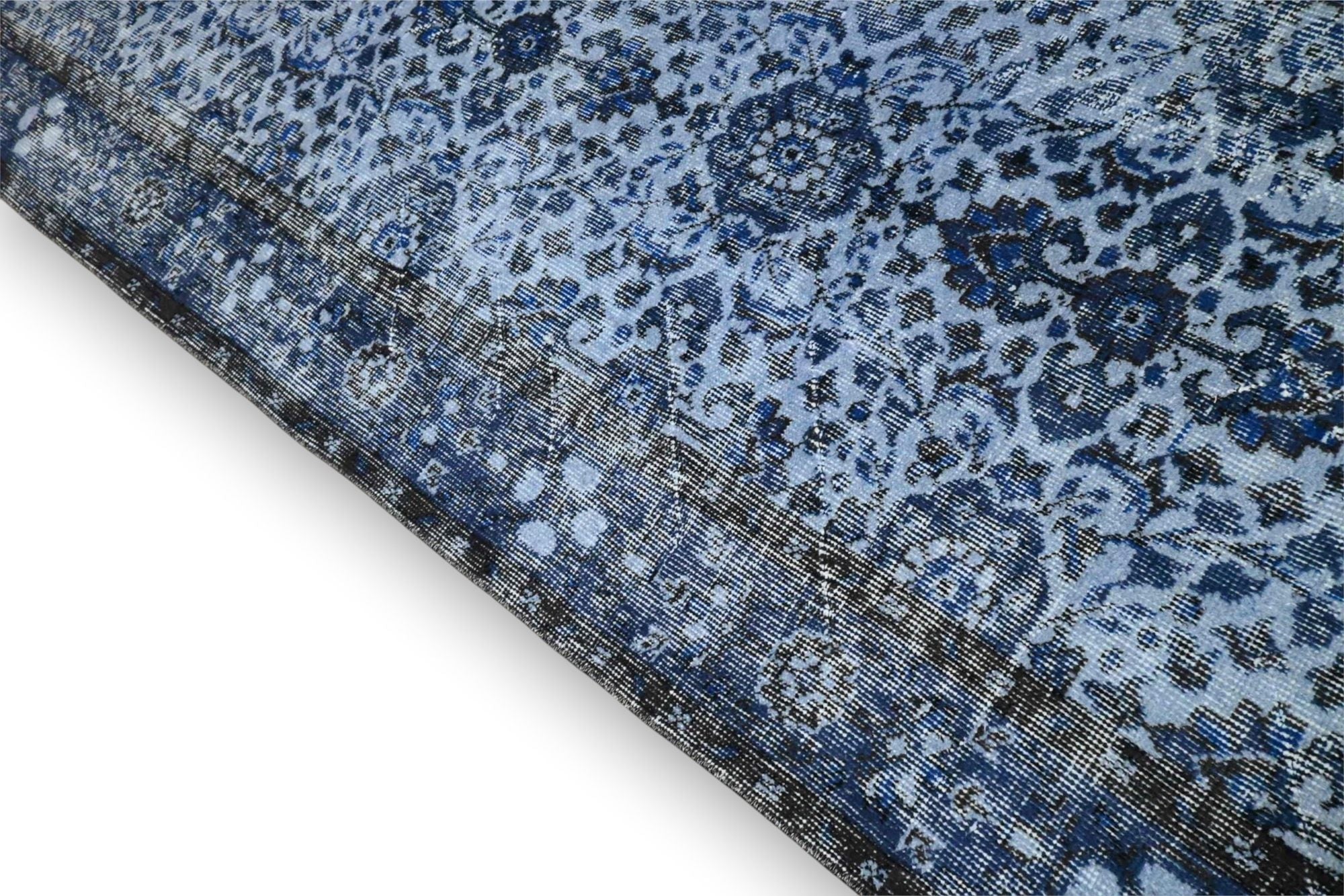 Diep indigoblauw vintage vloerkleed - G594
