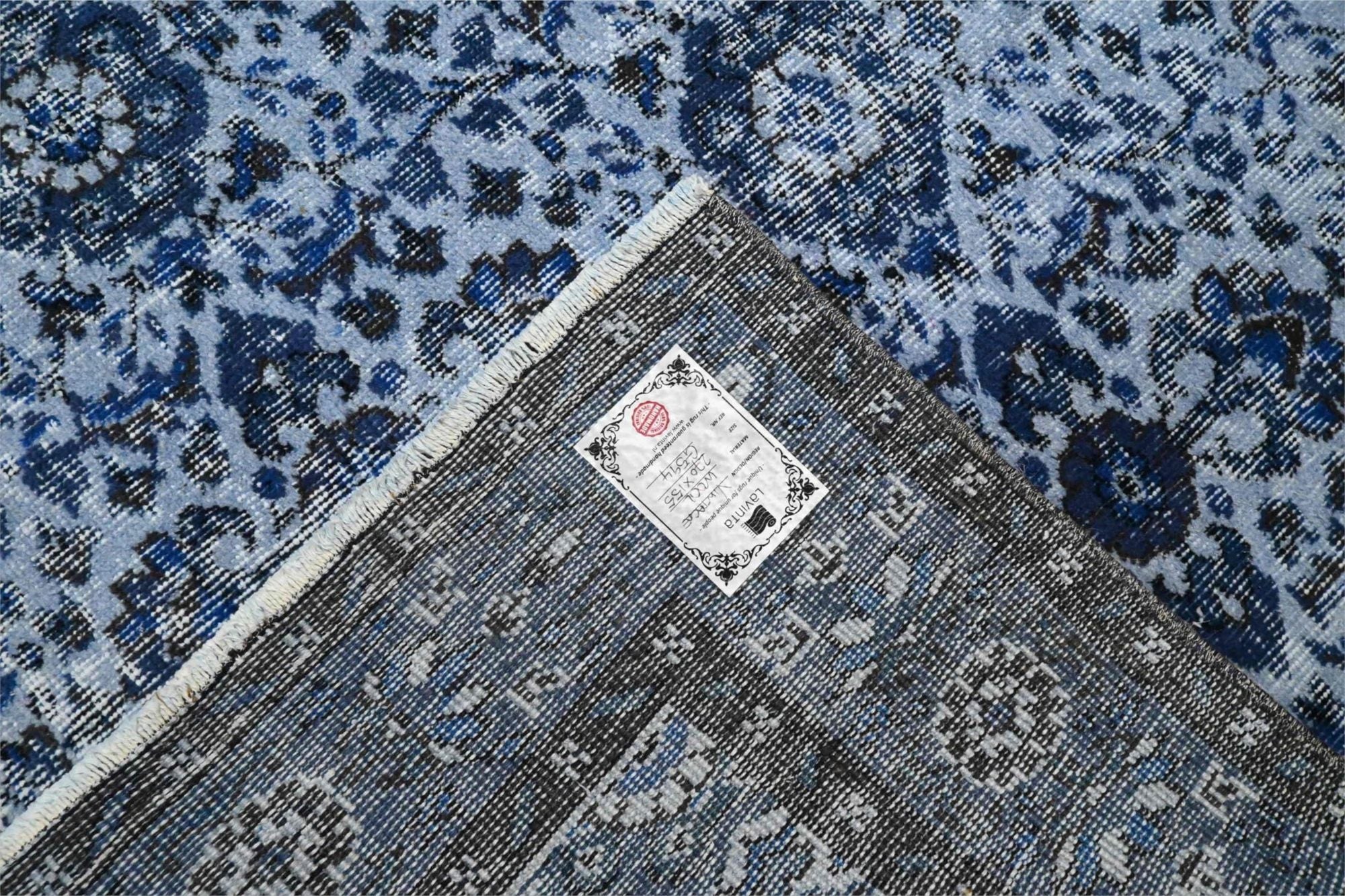 Diep indigoblauw vintage vloerkleed - G594