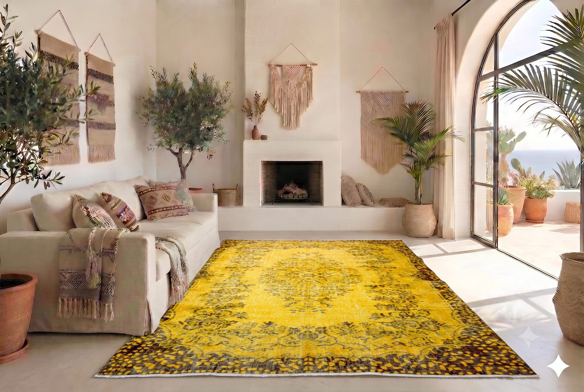 Warm honinggeel vintage vloerkleed - G595