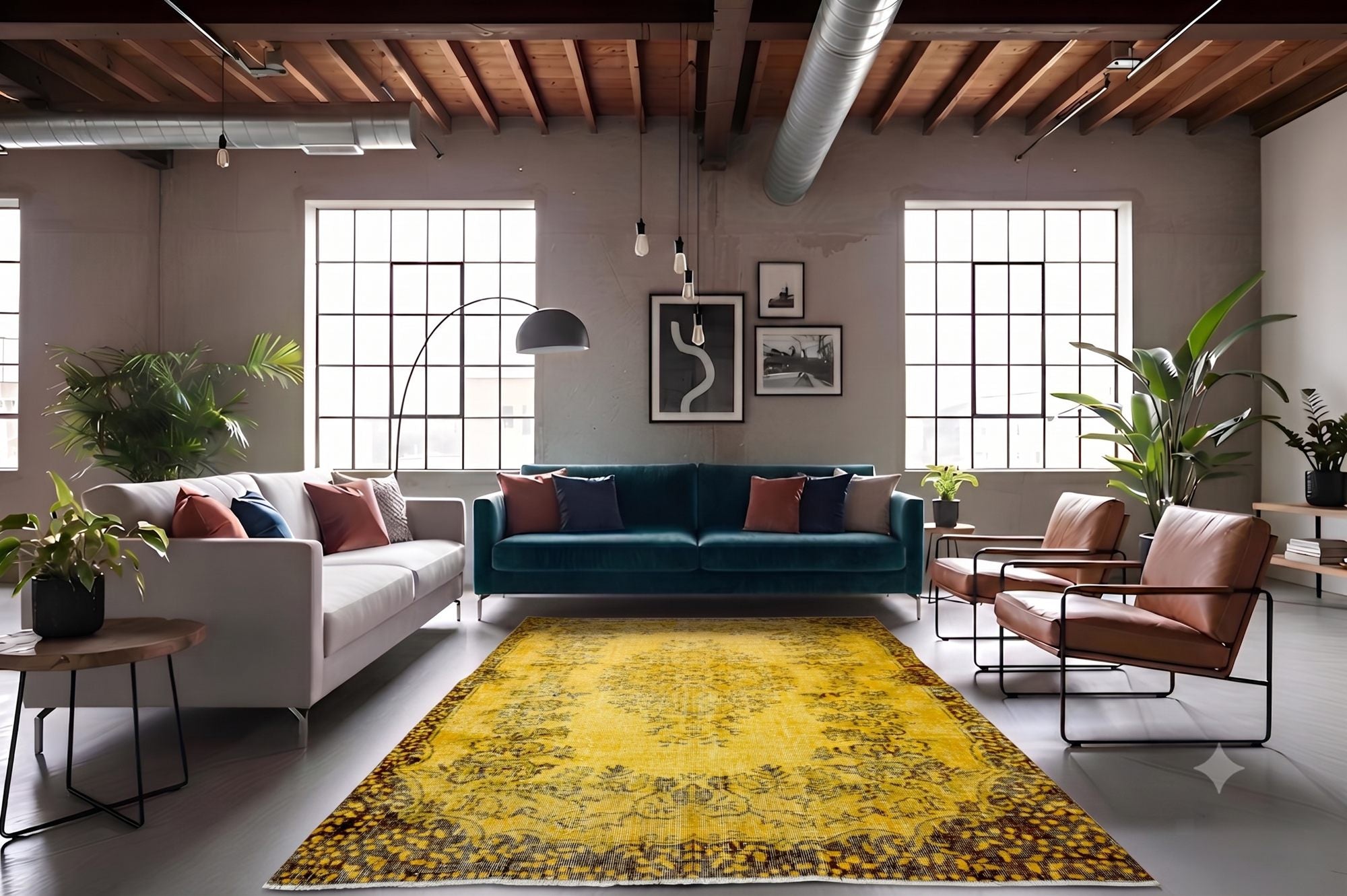 Warm honinggeel vintage vloerkleed - G595