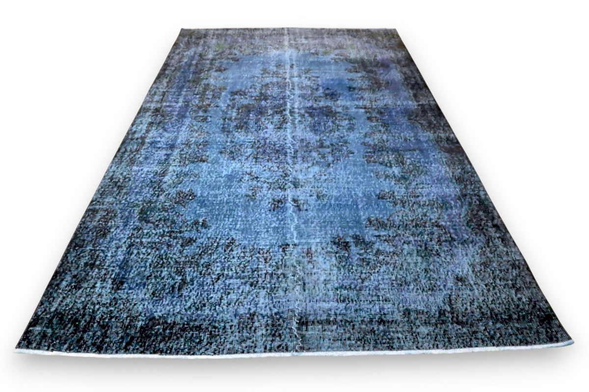 Rustig staalblauw vintage vloerkleed - G596