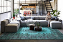 Diep turquoise vintage vloerkleed - G597