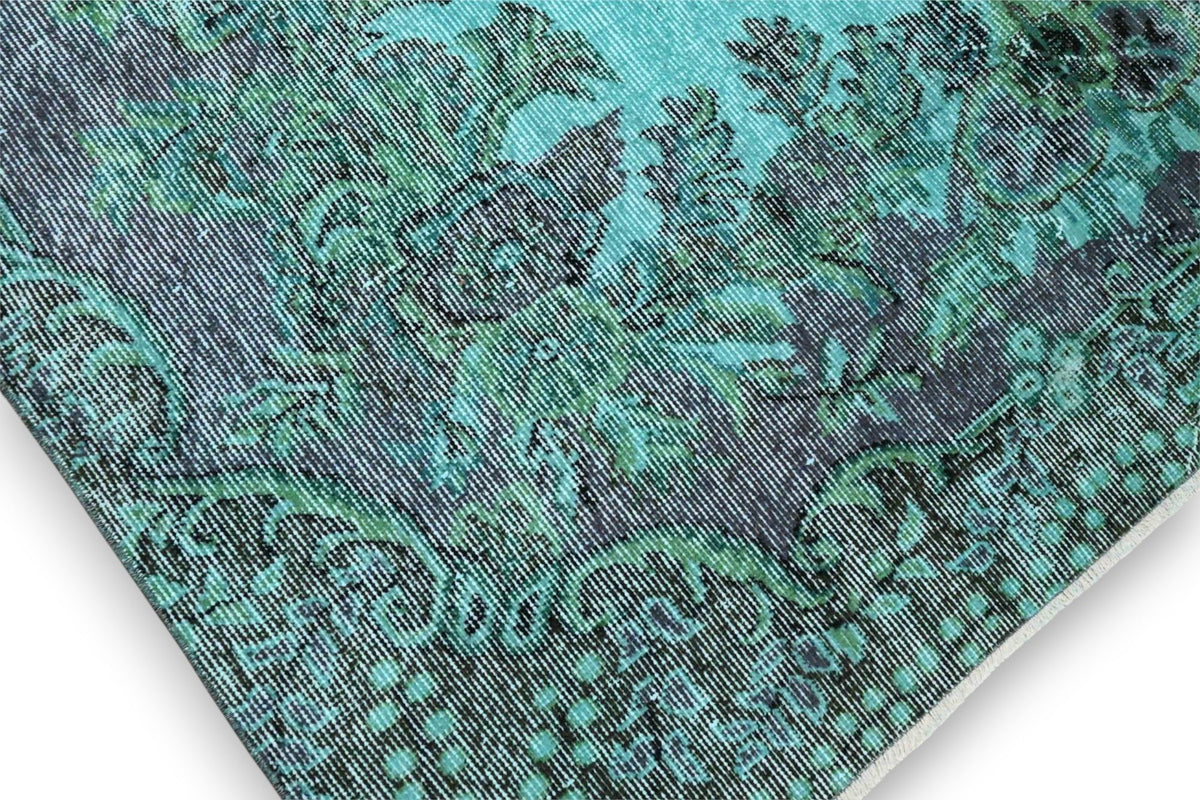 Diep turquoise vintage vloerkleed - G597