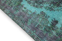 Diep turquoise vintage vloerkleed - G597