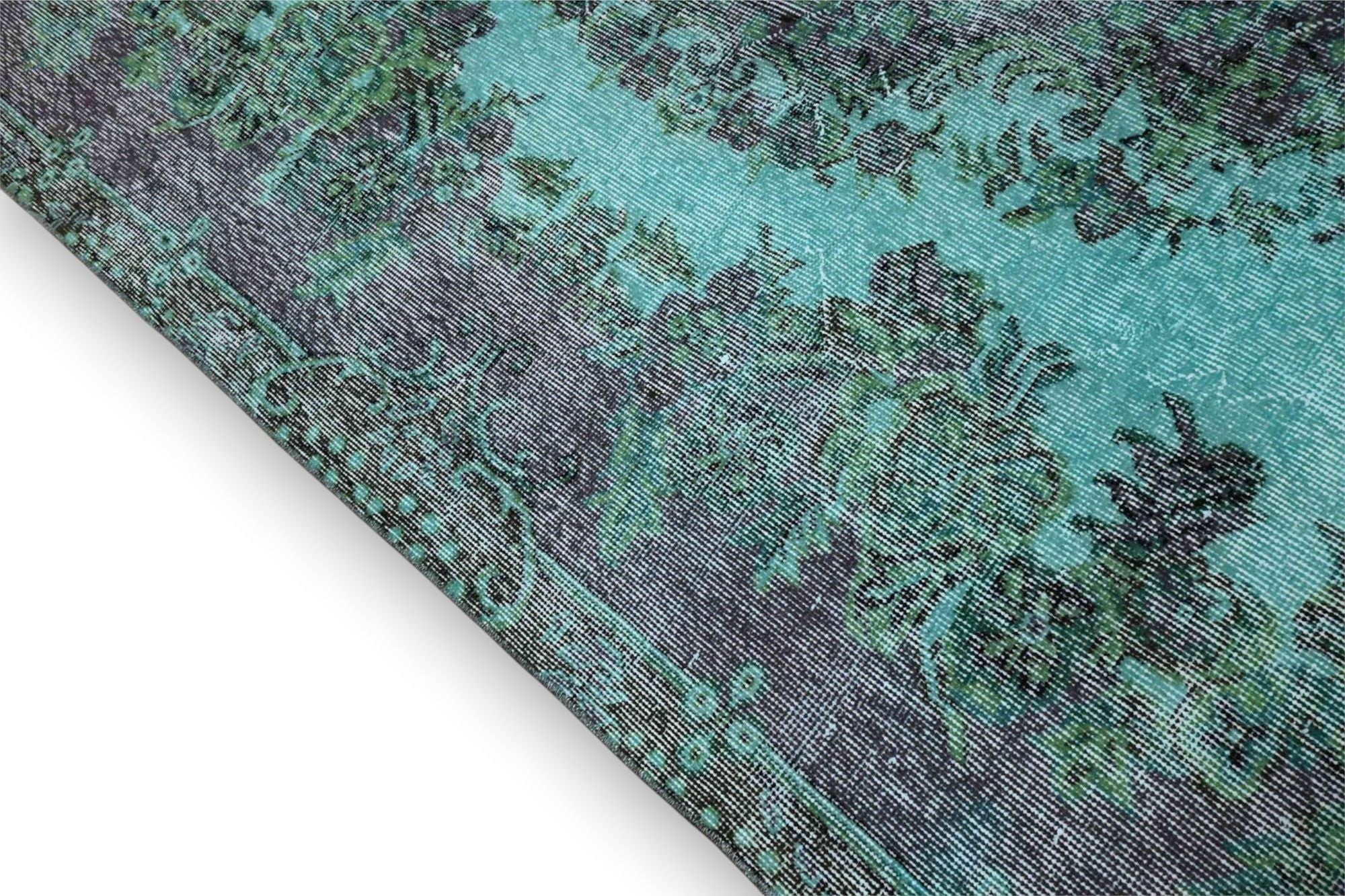 Diep turquoise vintage vloerkleed - G597