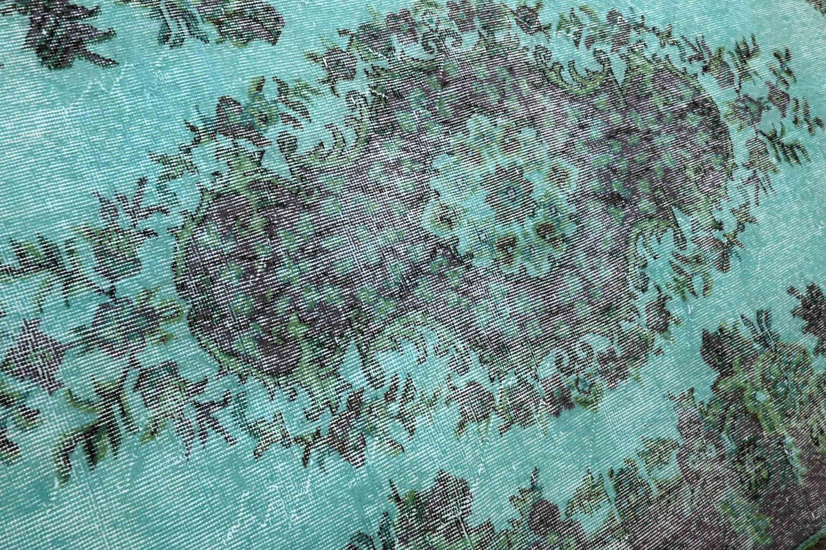 Diep turquoise vintage vloerkleed - G597