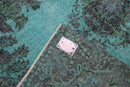 Diep turquoise vintage vloerkleed - G597