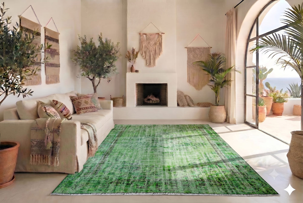 Fris grasgroen vintage vloerkleed - G601