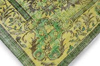 Levendig groengeel vintage vloerkleed - G602