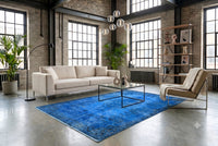 Diep kobaltblauw vintage vloerkleed - G603